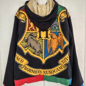 M Harry Potter Upcycled Fleece Hoodie Jacket - Oversized Unisex Hogwarts OOAK